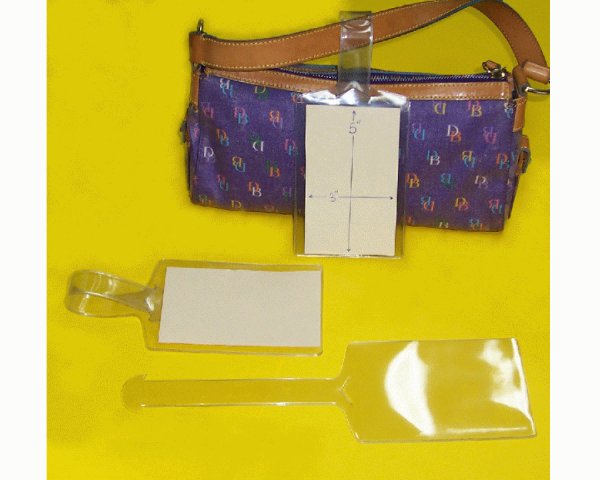 Heavy duty oversized clear vinyl luggage tag