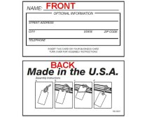 2″ x 3 1/2″ business card size printed luggage tag insert card