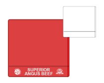 4 1/8″ x 3 7/8″ Red pouch printed SUPERIOR ANGUS BEEF